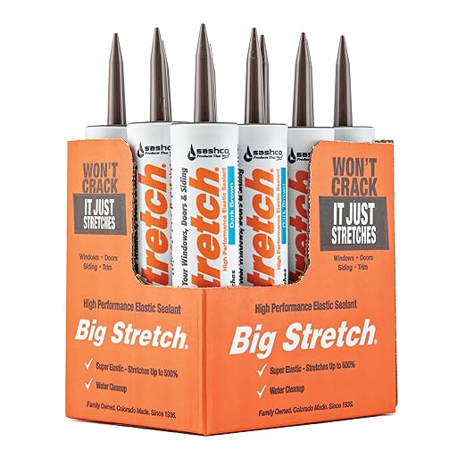 Sashco Big Stretch Acrylic Latex High Performance Caulking Sealant, 10.5 Ounce Cartridge, Dark Brown (Pack of 12)