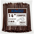 XINGO 14 Inch Brown Zip Ties 1200 PCS, 75 LBS Ultra Strong Tensile Strength, UV Resistant Cable Ties, Self-locking Plastic Ties for Indoor and Outdoor Use