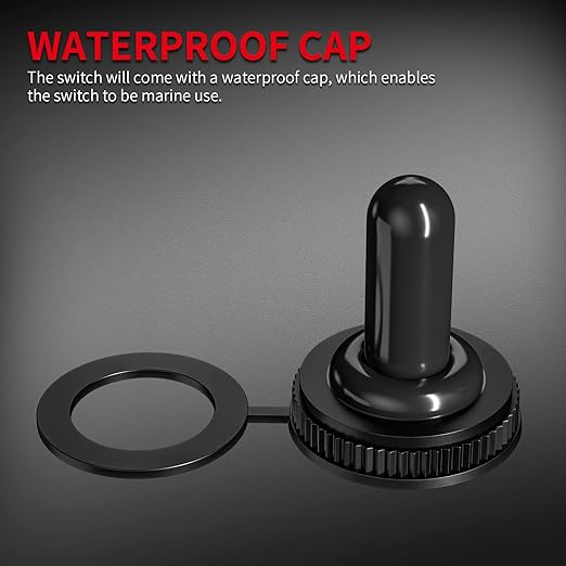 DaierTek Waterproof Momentary Toggle Switch 12V DC 20A Heavy Duty Marine SPDT Switch Rocker 3 Way (ON)-Off-(ON) 250V AC 15A with Weatherproof Boot Cap Cover for Auto Car Boat -4pcs