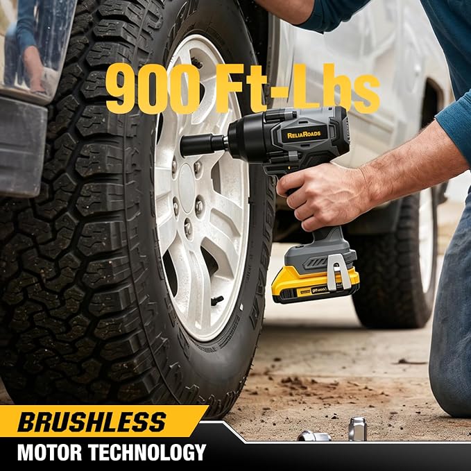 900 Ft-lbs Cordless Impact Wrench, 1/2 Inch Impact Gun Compatible Dewalt 20V Battery, Brushless Constant High Torque Impact Driver with 3 Speed, Tool Only (No Battery Included)