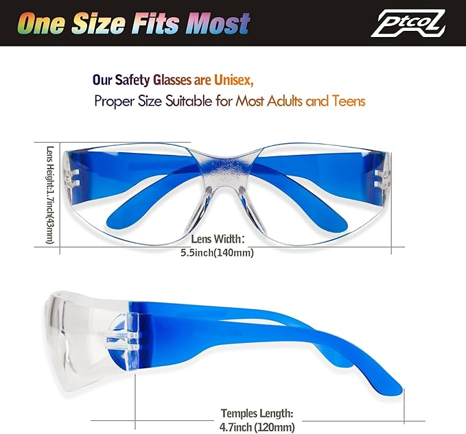 28 Pack Safety Glasses in 7 Colors (Bulk Pack of 24+4) Unisex Clear Anti-Scratch Protective Goggles Impact Resistant Lens Eyewear with ANSI Z87.1 EN166 for Construction, Shooting and Laboratory
