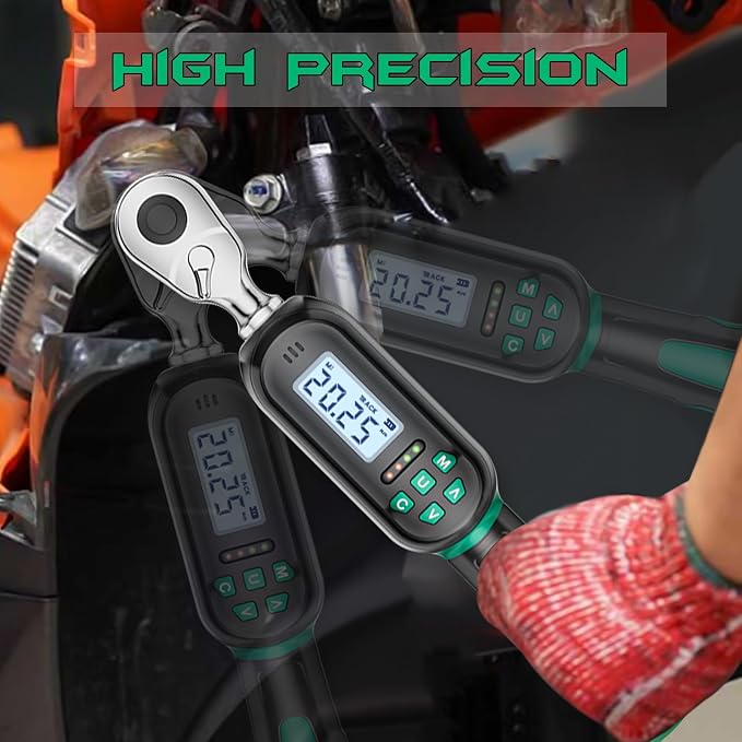 1/4" Drive Digital TorqueWrench, 1.11-22.13 Ft.lb/1.5-30 Nm, Preset Value, Buzzer/LED, ±2% Accuracy, for Gunsmithing, Bike & Motorcycle Maintenance