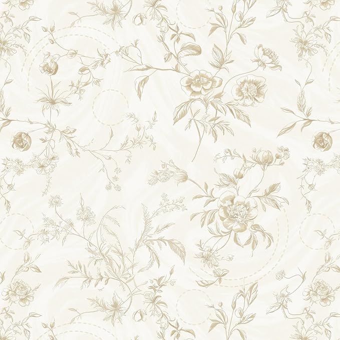 Ismoon Floral Peel and Stick Wallpaper Vintage Beige Stick on Wall Paper French Textured Contact Paper for Cabinet Removable Self Adhesive Wallpaper Vinyl Roll Shelf Decro, 17.3inx787in