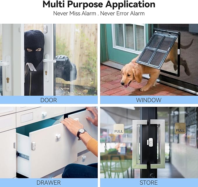 Door Alarms for Kids Safety, VOXON Door Alarm for Home Security Personal Security Alarms Sensor Burglar Window Alarm for Pool, Cars, Sheds, Caravans DIY Kit Pack of 6