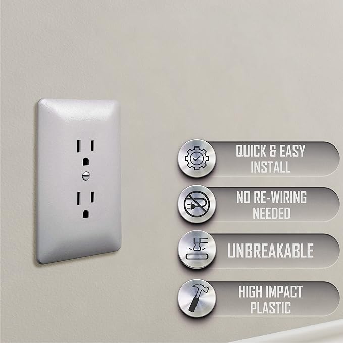 TayMac MW2000W Masque 2000 Series 1-Gang Nonmetallic Decorator Style Duplex Cover-Up Wall Plate, White, 5-Pack