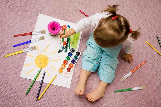 10Pcs Paint Brushes for Kids, Anezus Kids Paint Brushes Toddler Large Chubby Brushes Round and Flat Preschool Painting Brushes for Washable Paint Acrylic Paint