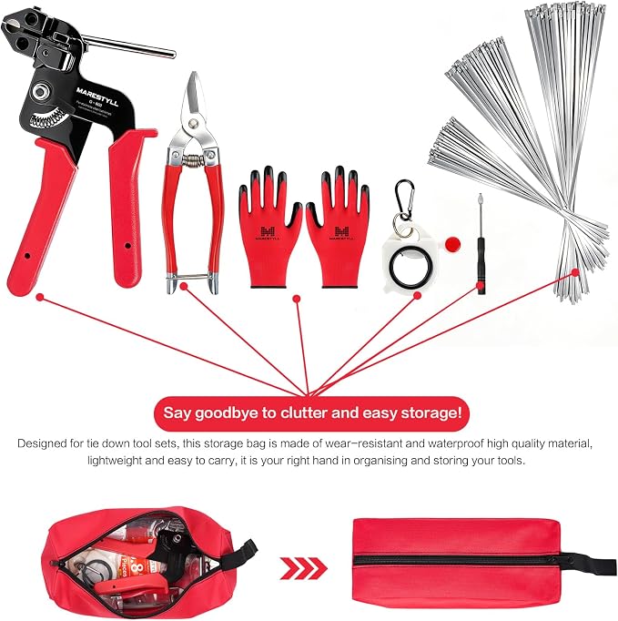 Metal Zip Ties Gun Set-For Fastening And Cutting Tie Special Tool,With 150pcs Stainless Steel Zip Ties Heavy Duty Outdoor，For Chain Link Fence Parts, Wire Fence Rolls,Exhaust Wrap, Poultry Fence