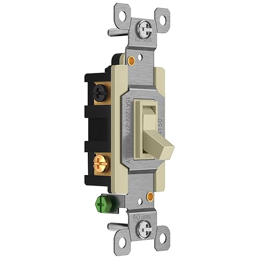 ENERLITES 4-Way Toggle Light Switch, Four Way, Side Wiring, Copper Wire Only, Grounding Screw, Residential Grade, 15A 125VAC 60Hz,UL Listed, 84150-I, Ivory