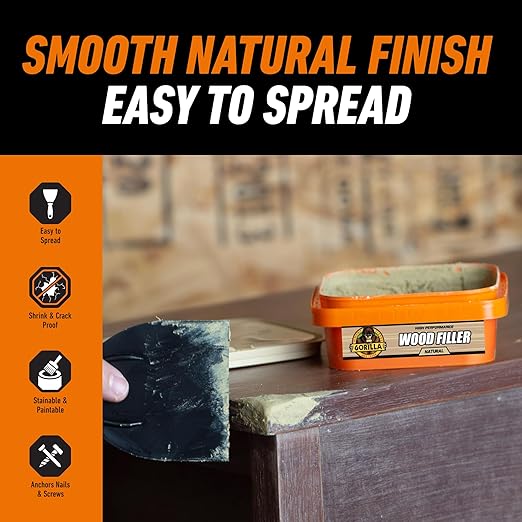 Gorilla All Purpose Wood Filler Wood Repair Kit with Putty Knife and Sanding Block