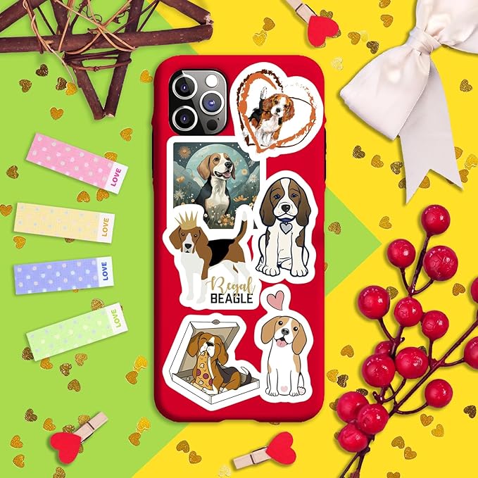 BulbaCraft Beagle Stickers for Water Bottle and Laptop - Dog Lover Party Supplies & Decorations, Waterproof Vinyl Puppy Decals, Cute Beagle Stickers Laptop Decals, Gifts for Women & Men