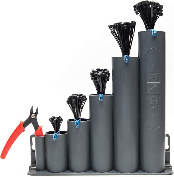 R-Z-G Ready-Zip-Go (tm) Magnetic Base Cable Tie Organizer with 250 Zip Ties and Cutter
