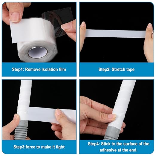 1.5 Inch x 10 ft Self Fusing Silicone Tape Waterproof Thickness 0.5mm Silicone Rubber for Plumbing, Sealing Pipes, Hose Repair, Outdoor Coax and Electrical Cables (White)