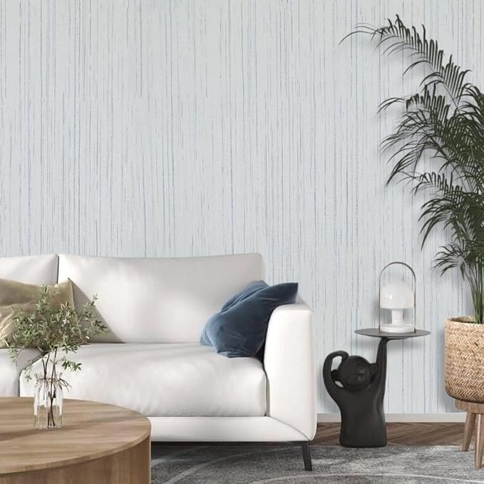Grey Grasscloth Wallpaper Peel and Stick Texture Fabric Contact Paper | Vintage Waterproof Faux Linen Stick on Wallpaper Self Adhesive Removable Thick Vinyl Roll for Bedroom Bathroom 15.7inx 196in