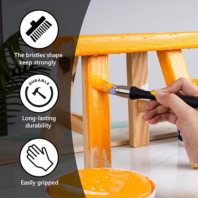 Mister Rui Trim Brush Set, 3 Pcs Paint Brushes for Painting Walls, Trim Paint Brush, Small Paint Brush, Small Brushes for Painting, 5/8”, 3/4” and 1”