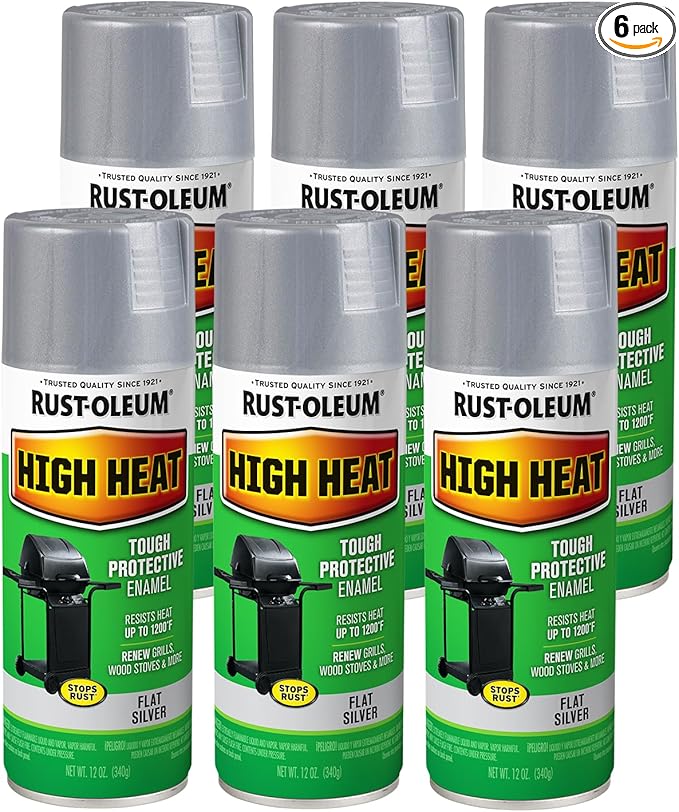 Rust-Oleum 7716830-6PK High Heat Enamel Spray Paint, 12 oz, Silver, 6 Pack
