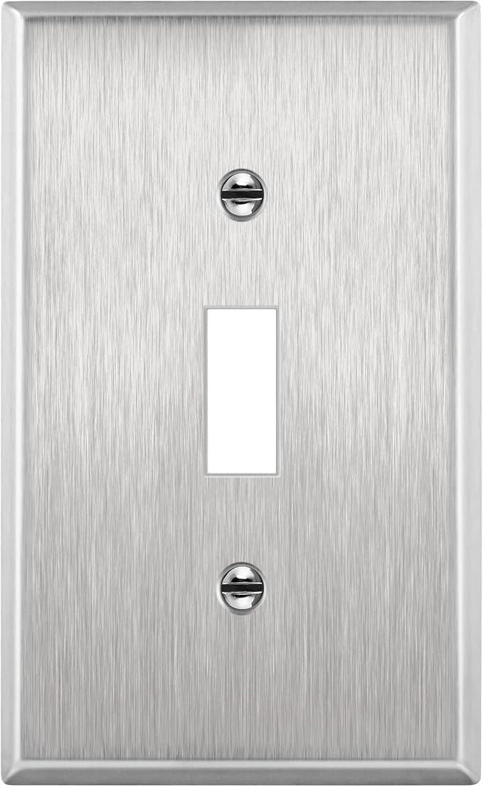 ENERLITES Toggle Light Switch Stainless Steel Wall Plate, Metal Plate Corrosive Resistant Cover for Rotary Dimmers Lights, Size 1-Gang 4.50"x 2.76", 7711, 430 Stainless Steel, UL Listed, Silver