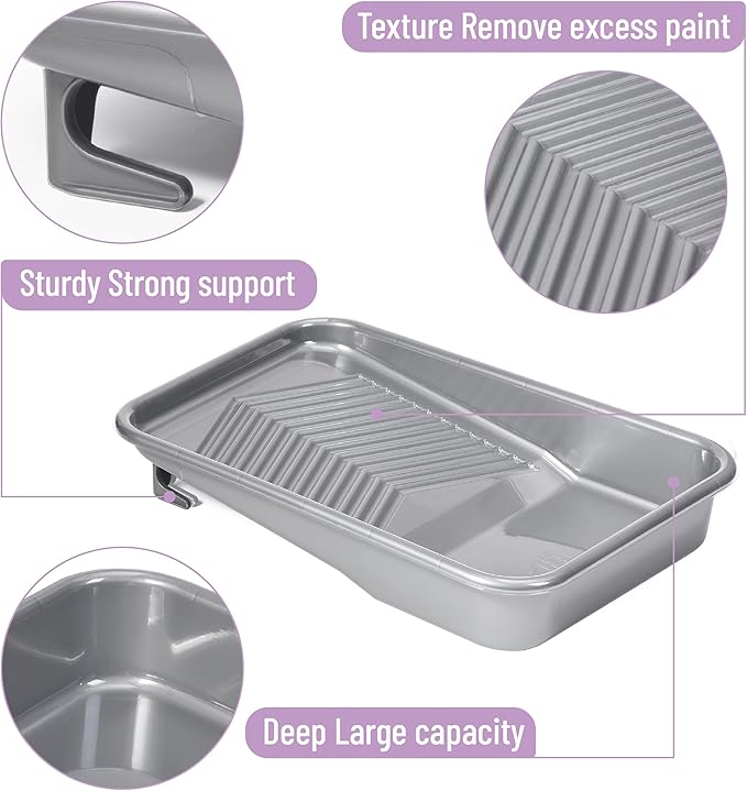 Bates- Paint Tray Set, 9 Inch, 22 pcs, 1x 9 Inch Paint Roller Tray, 20x Disposable Plastic Liners & 1x Roller Frame