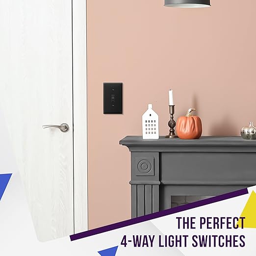 ENERLITES 4-Way Toggle Light Switch with Wall Plate, Four Way, Side Wiring, Copper Wire Only, Grounding Screw, Residential Grade, 15A 125VAC 60Hz, UL Listed, 84150-BKWP, Black