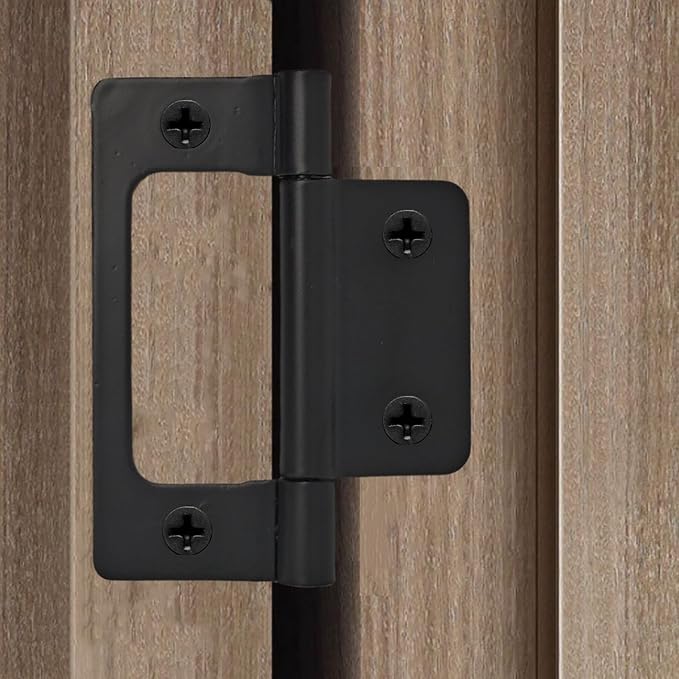 6 Pack Non-Mortise Door Hinges with Screws, 2 x 0.9 Inches Bifold Butt Cabinet Hinges for Furniture, Windows, Cupboards, Sleek Black Finish