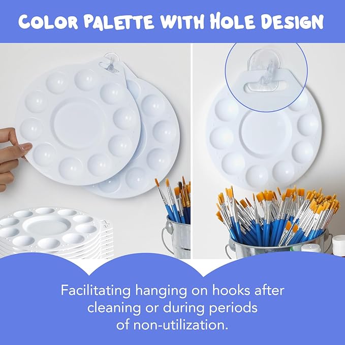 30Pcs Paint Tray Palettes, Plastic Paint Pallets with Hanging Hole for Teachers or Students to Paints on School Project, Art Class or Have a Birthday Painting Part