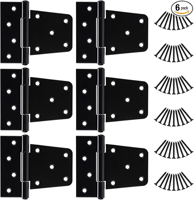 HILLMASTER 3.5 inch Heavy Duty Gate Hinges Fence Door Hinges Durable Gate Strap Hinge for Indoor Outdoor, Gate Hardware Kit for Shed, Wooden Fences, Vinyl Fence Gate, Barn Door, Garage, 6 Pack