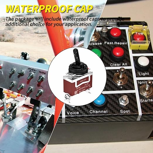 Joinfworld Toggle Switch 12V DC 125V SPST 2 Pin Waterproof Marine Toggle Switch 12 Volt On Off Switch 30A Heavy Duty with Boot Cover for Automotive Boat Car Truck - 4Pack