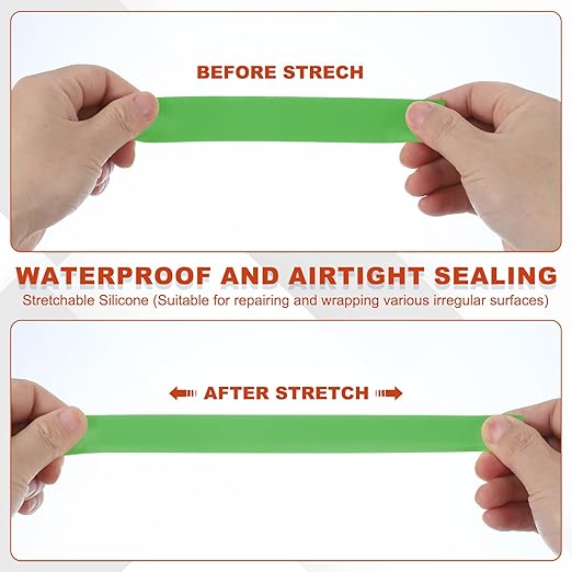 uxcell 2 Pcs Self Fusing Silicone Tape, 1" x 5ft Waterproof Water Leak Sealing Tape for Plumbing Pipe Hose Repair Handles, Green