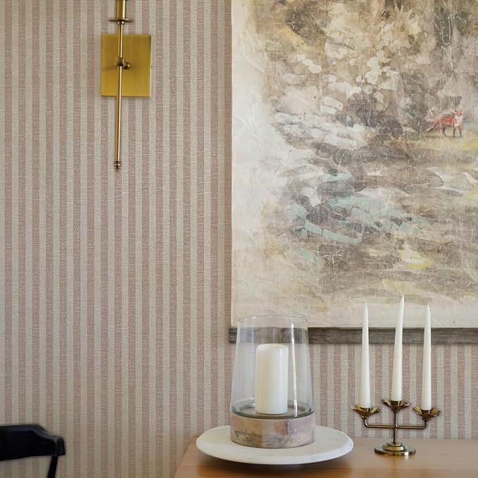 Tempaper x Jeremiah Brent Charles Street Stripe Textured Removable Peel and Stick Wallpaper, 20.5 in X 16.5 ft, Made in The USA