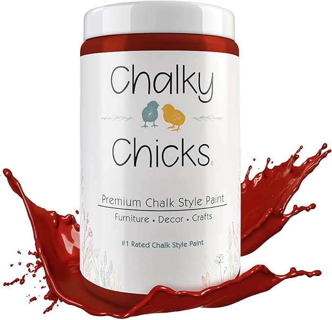 Chalky Chicks 32 Fl Oz Matte Poison Apple (Dark Red) Chalk Paint for Furniture Without Sanding - No Prep Furniture Paint No Sanding All in One for Crafts, Walls, Cabinet, Metal, Dresser, Farmhouse