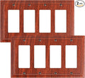 2-Pack Quad Decorator Outlet Cover Plate, Wood Grain Decorative Switch Plates and Outlet Covers, Natural Bamboo Fiber 4 Gang Wall Plates for Electrical Outlets, Receptacle, GFCI Outlet, Dimmer Switch