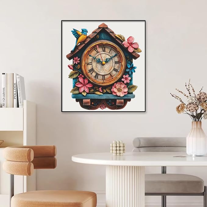 Pikoqunc Puzzles for Adults, Pink Clock House 200 Pieces Jigsaw Puzzle, Unique Shaped Wooden Puzzles, Fun Family Game, for Mom Grandma, Friends & Family 9.8'' x 11.2''