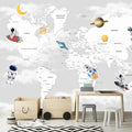 YQWDMX - Grey map Peel and Stick Wallpaper Cartoon Planet Kids wall Mural for Nursery ZY04 M