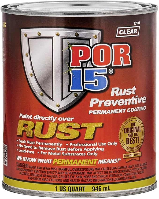POR-15 Rust Preventive Coating, Stop Rust and Corrosion Permanently, Anti-rust, Non-porous Protective Barrier, 32 Fluid Ounces, Clear