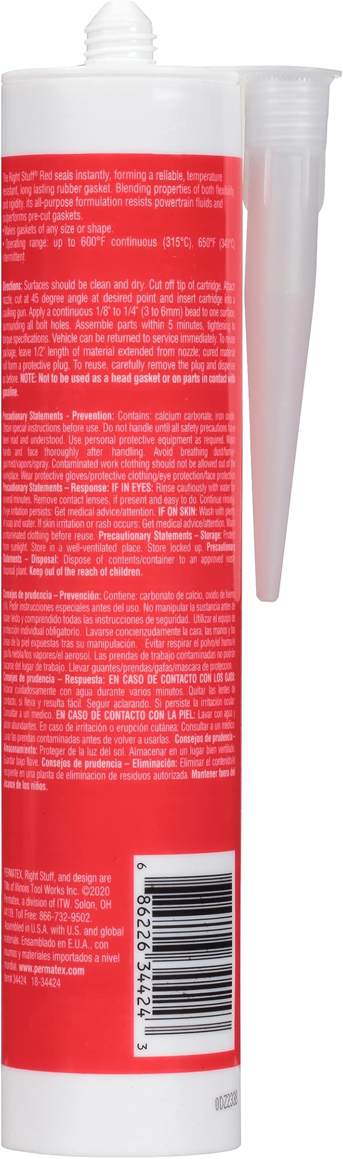 Permatex 34424 Right Stuff 1 Minute Red High Temperature Gasket Maker, 10 oz