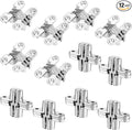 12 Packs Hidden Hinges for Cabinet Doors, 1-3/4" Stainless Steel Hidden Hinges, 180 Degree Invisible Hinge, Cross Concealed Hingesfor Cabinet, Folding Door, Folding Table and Cupboard