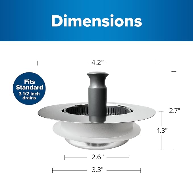 Drain Hero 3-in-1 Kitchen Sink Strainer, Stopper, & Basket | ClickLock Technology | Universal Fit 3.5" Drain Protector | Rust-Proof Stainless Steel