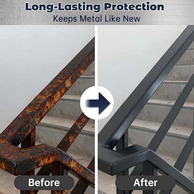Gray Rust Converter for Metal, 2 in 1 Rust Converter and Metal Primer - Long-lasting Anti-Rust Coating for Interior and Outdoor Use on Iron Gates, Fences, Furniture Metal Protection, 35 oz