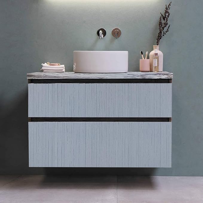 Light Blue Grasscloth Peel and Stick Wallpaper Vintage Texture Removable Waterproof Wallpaper for Room Walls, Cabinets, Furniture, Drawers, Desk A Set of 23.6"x480"