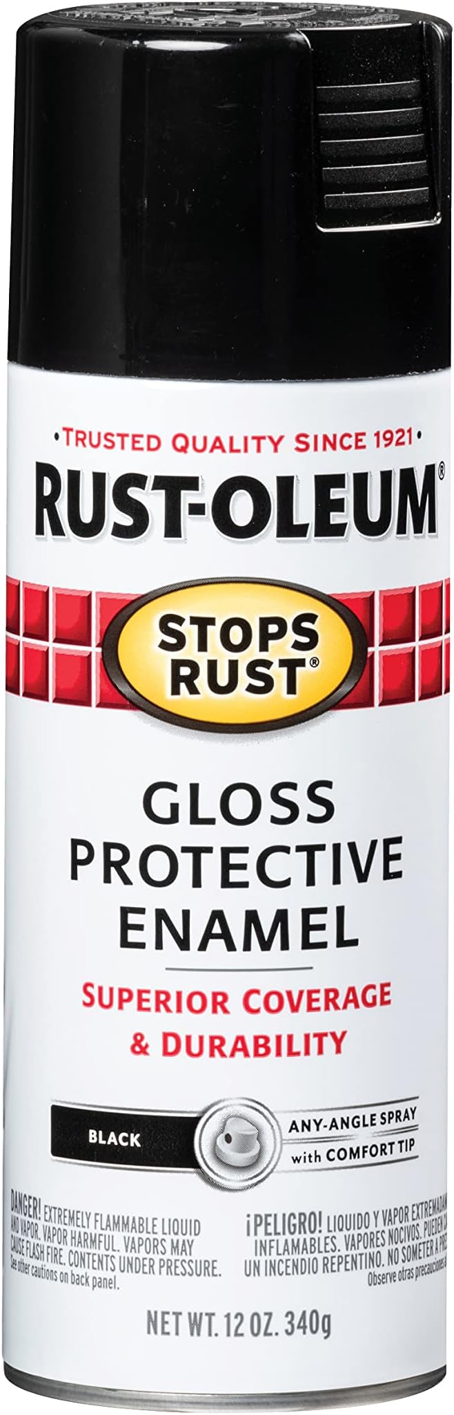 Rust-Oleum 7779830 Stops Rust Spray Paint, 12 oz, Gloss Black