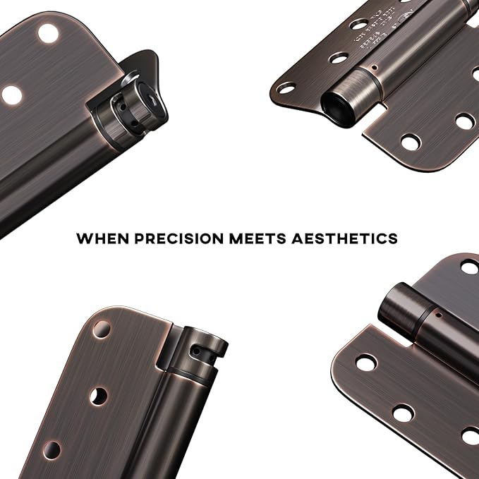 goldenwarm 2pack Oil Rubbed Bronze Door Hinges 4 Inch Self Closing Spring Door Hinge with 5/8" Radius Corners - Adjustable Door Closing, Residential & Heavy-Duty Hardware