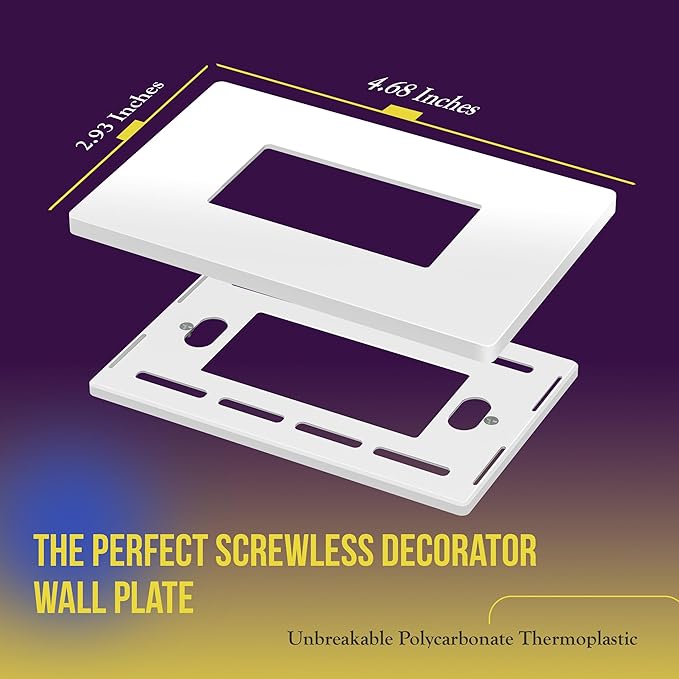 ENERLITES Screwless Decorator Wall Plate Child Safe Outlet Cover, Size 1-Gang 4.68" H x 2.93" L, Polycarbonate Thermoplastic, SI8831-W-10PCS, White (10 Pack)