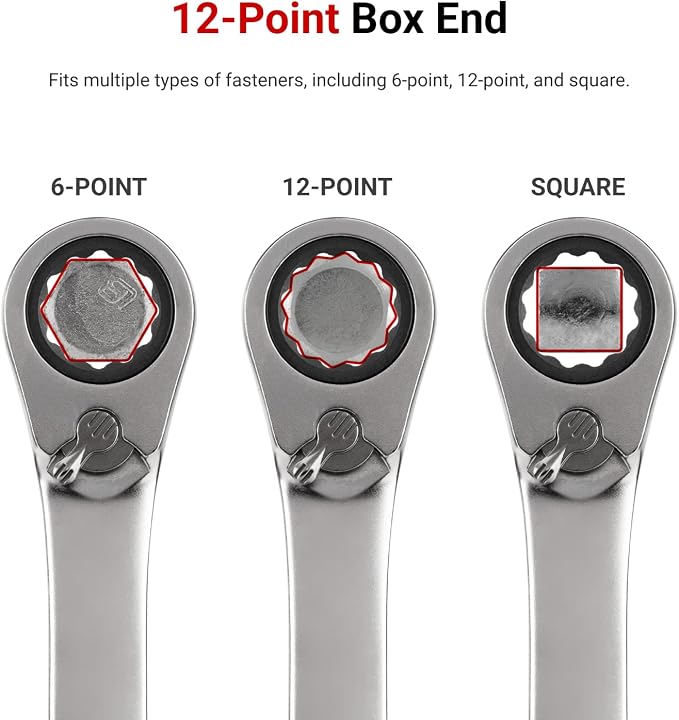 TEKTON Reversible Ratcheting Combination Wrench Set, 19-Piece | WRC94403 | (6 - 24 mm), 12-Point, Satin Chrome Finish, Roll