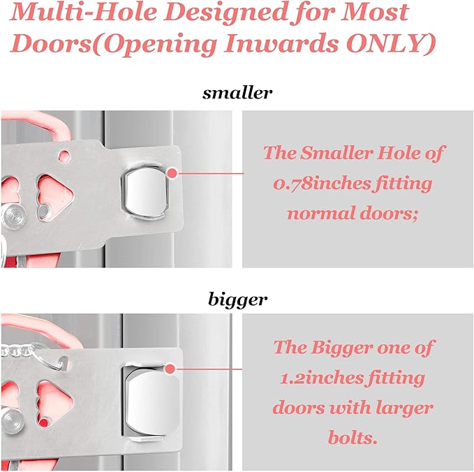 AceMining Portable Door Lock Home Security Door Locker Travel Lockdown Locks for Additional Safety and Privacy Perfect for Traveling Hotel Home Apartment College-Pink(1 Pack)