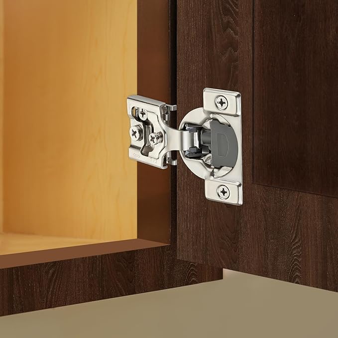 24 Pack (12 Pairs) 1/2" Overlay Soft Close Cabinet Hinges, Satin Nickel Stainless Steel Concealed Hinges with 3D Self-Closing for Face Frame Doors & Kitchens
