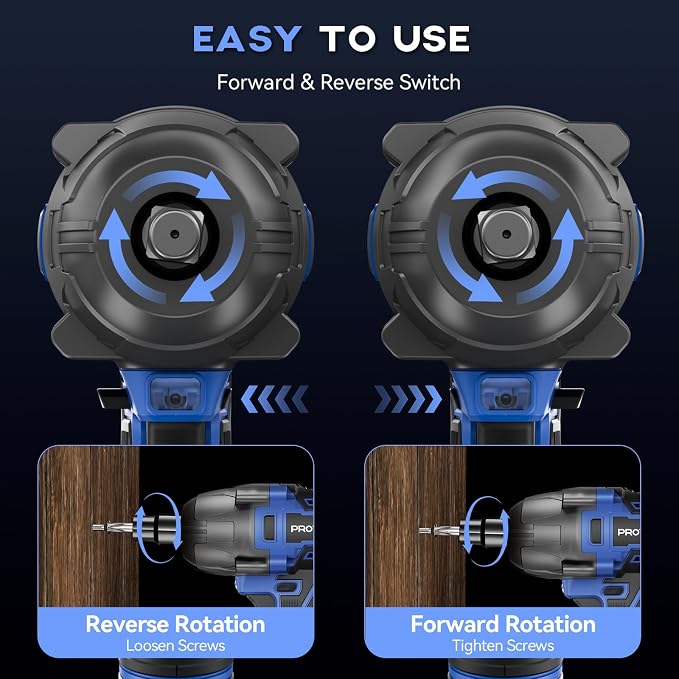 900Ft-lbs (1200N.m) Impact Wrench, 1/2" Cordless Impact Gun, 21V High Torque Brushless Impact Driver, 2x4.0Ah Batteries Electric Impact Motor Variable Speeds for Car/Pickup Truck/Mower, Blue