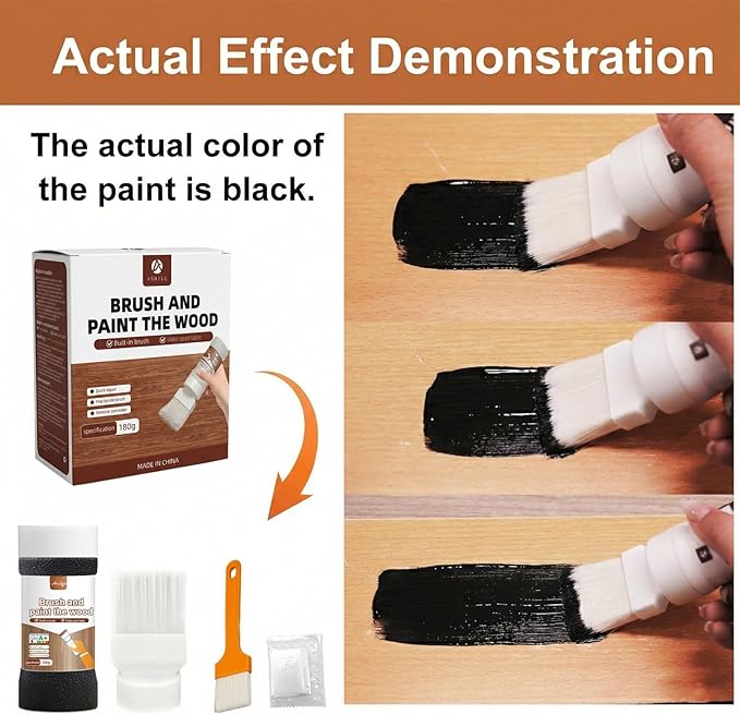 Black Paint, Touch-Up Paint for Furniture, Cabinets, Wood, Metal, No Sanding, Fast Drying, Water Based, Multi Surface, 6.35 oz