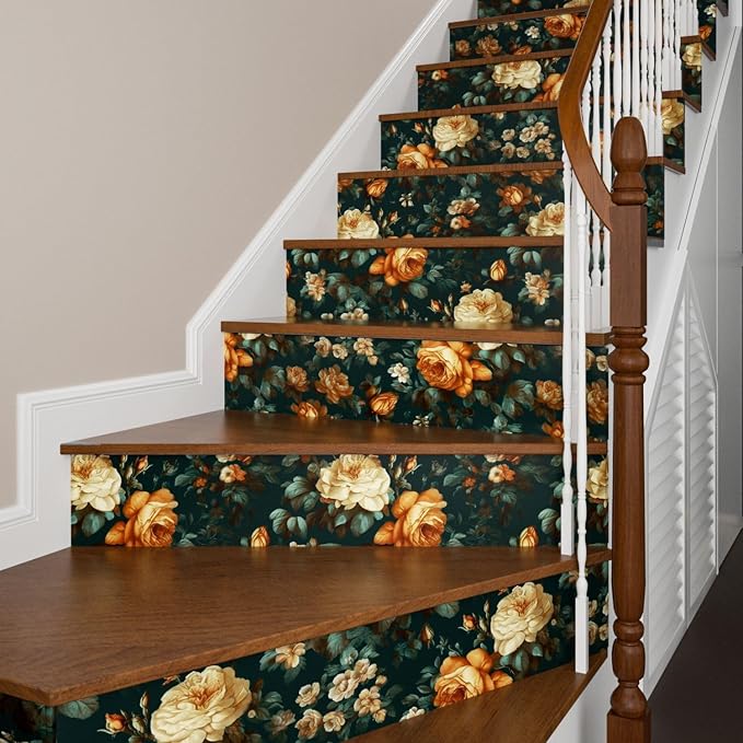 Fvlow Dark Green Glowing Floral Peel and Stick Wallpaper 17.4" x 118" | Renter Friendly, Removable & Waterproof, Vinyl Easy Install for Bedrooms, Bathrooms, Kitchens, Cabinets and Home Decor