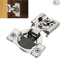 2 Pack (1 Pairs) 1/2" Overlay Soft Close Cabinet Hinges, Satin Nickel Stainless Steel Concealed Hinges with 3D Self-Closing for Face Frame Doors & Kitchens