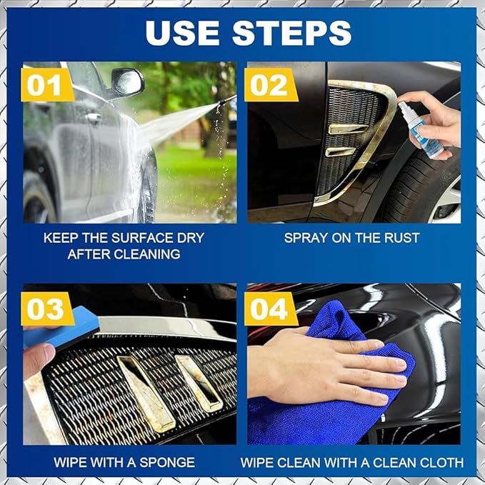 Iron Powder Remover Spray, Multi-Functional Quick-Acting Rust Removal Spray for Metal Surfaces, 100 Ml Iron Powder Remover, Fast-Acting Iron & Rusts Cleaner for Wheels, Rims, Metal (1PC)