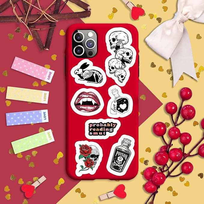 BulbaCraft 100Pcs Dark Romance Stickers for Water Bottle and Laptop - Dark Romance Party Supplies & Decorations, Waterproof Vinyl Decals, Love and Gothic Stickers, Gifts for Women & Men